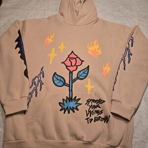 PacSun Tan Hoodie with Colorful Graphic